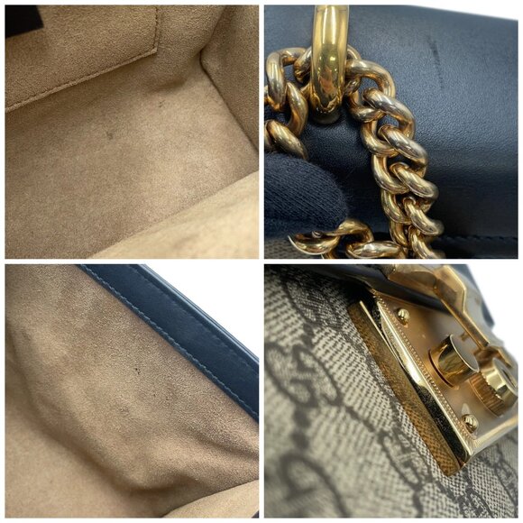 GUCCI GG Supreme Padlock ChainShoulder Bag Size Small GG Supreme/Leather Bei... - Picture 15 of 15